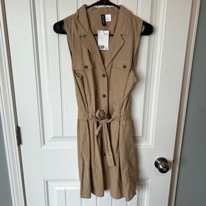 H&M Khaki button up dress Size 8 NWT